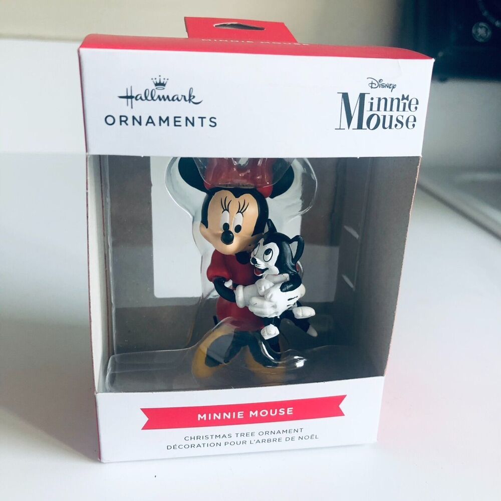 NIB Hallmark Disney Minnie Mouse Holding Figaro Kitten Cat Christmas Ornament